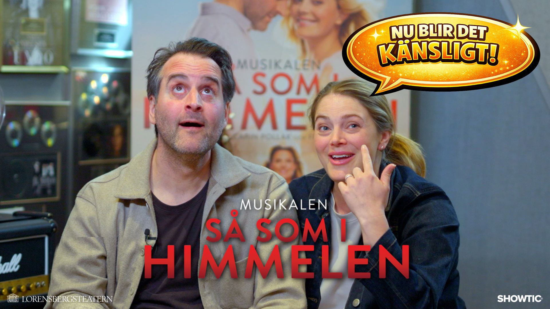Thumbnail för ett intervju klipp med Philip Jalmelid och Tuva B Larsen för musikalen så som i himmelen
