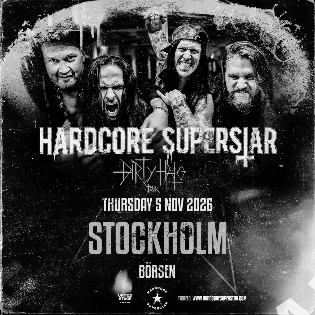 Manér för Hardcore Superstar - Dirty Halo Tour som spelar på Börsen Stockholm 5 november