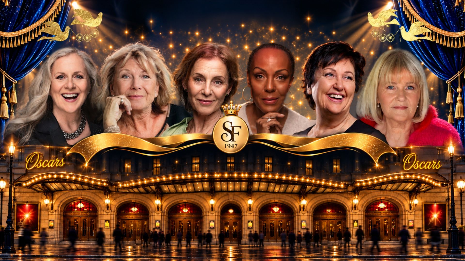 Stallfåglarna show på Oscarsteatern med artister som Ann-Louise Hanson, Babben Larsson, Gunilla Backman, Helen Sjöholm, Kayo och Sissela Kyle.