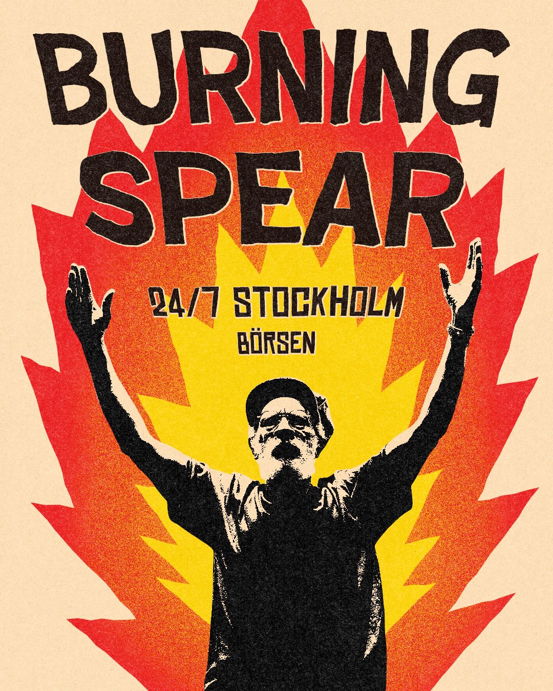 Manér för Burnings Spear som spelar på Börsen
