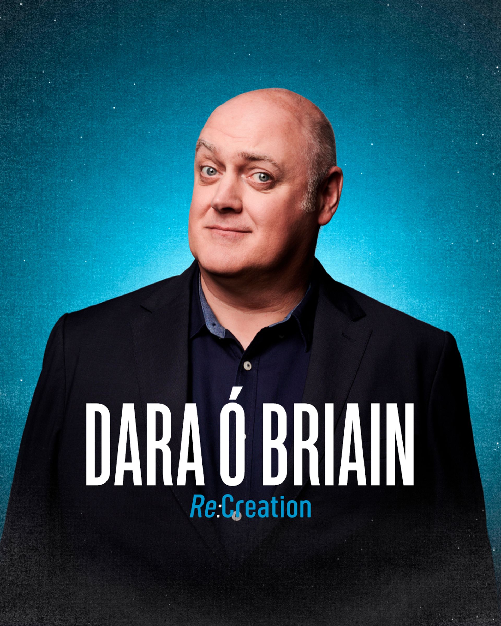 Manér bild för Dara O Briains stand-up Re:Creation med ett porträtt på Dara O Briains