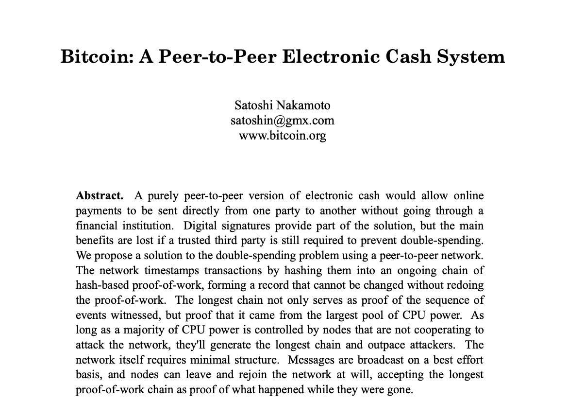 Bitcoin Whitepaper Abstract