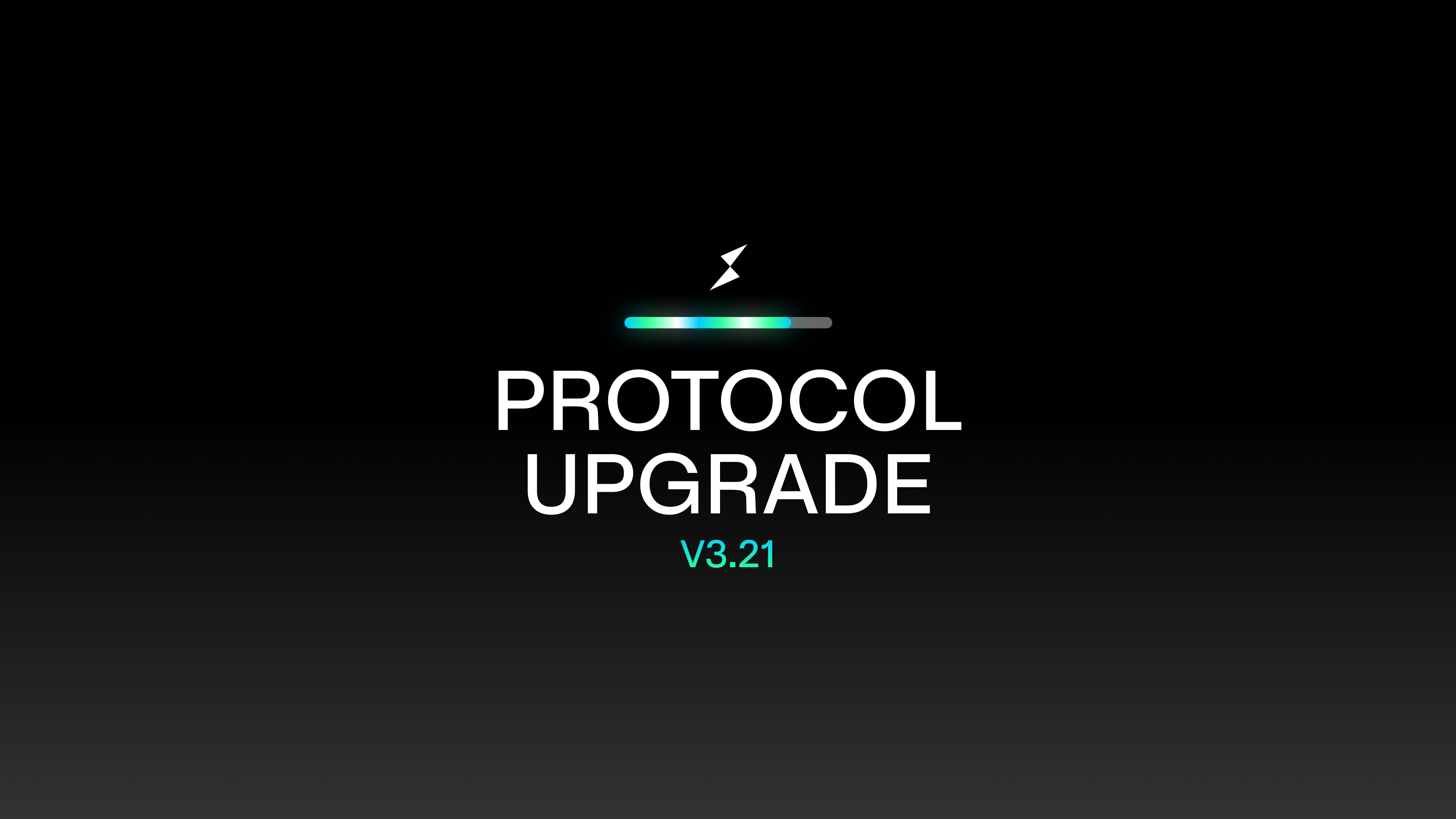 THORChain Protocol Upgrade v3.21 thumbnail: the THORChain lightning logo above a glowing progress bar, with "Protocol Upgrade" in white and "v3.21" in teal on a black gradient background.