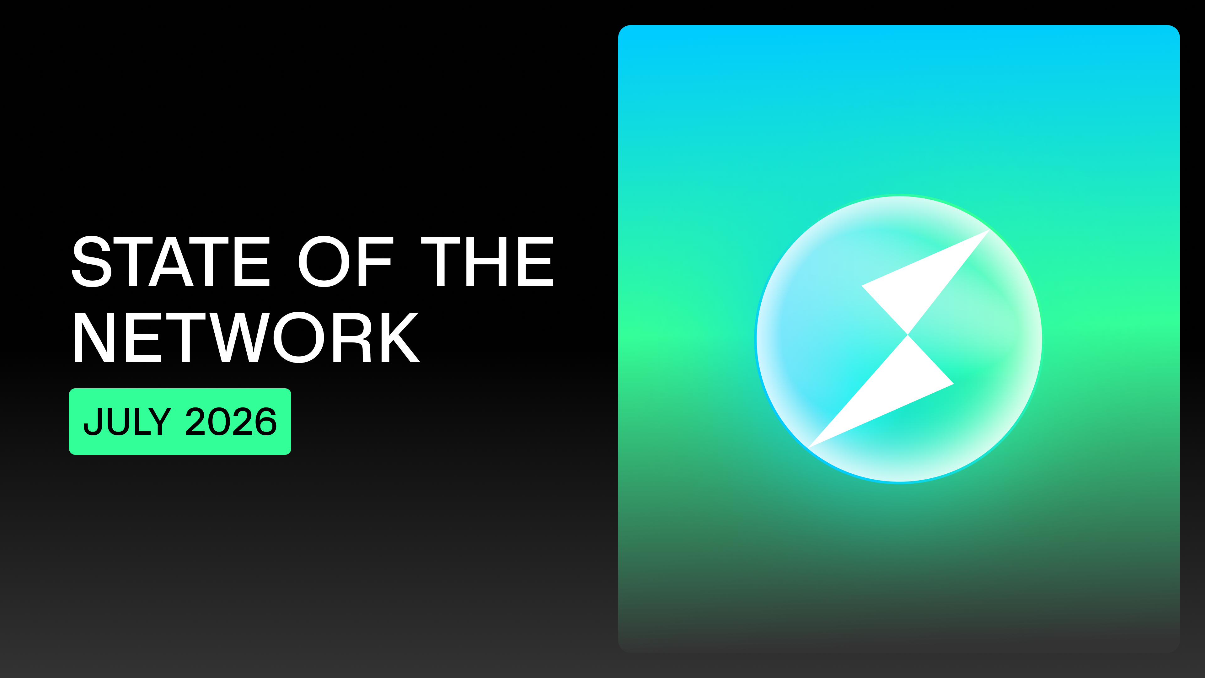 THORChain State of the Network July 2026 thumbnail covering the first full month of post-restart volume, fees, yield, dynamic fee pilot data and user acquisition.