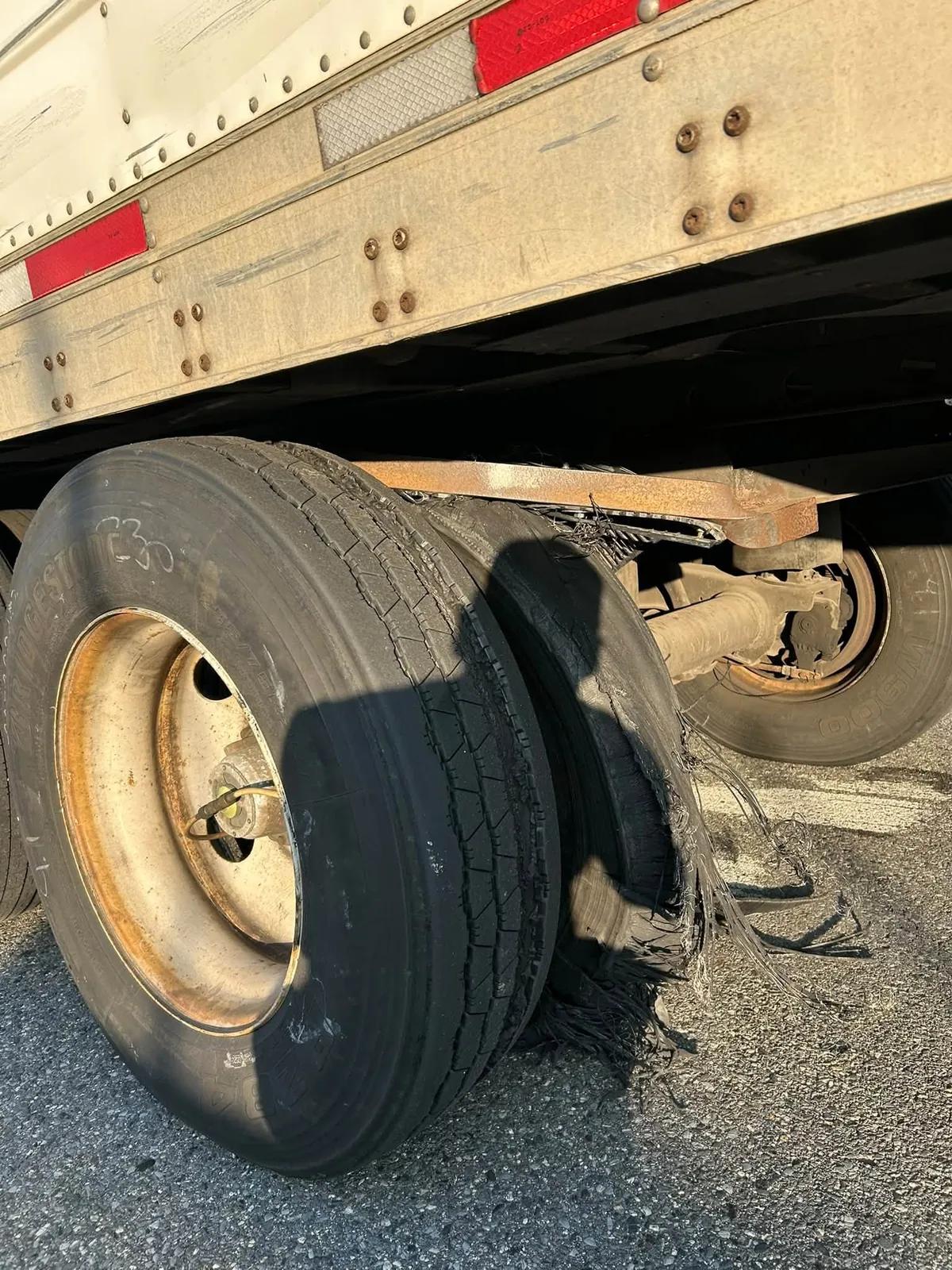 Trailer tire blowout