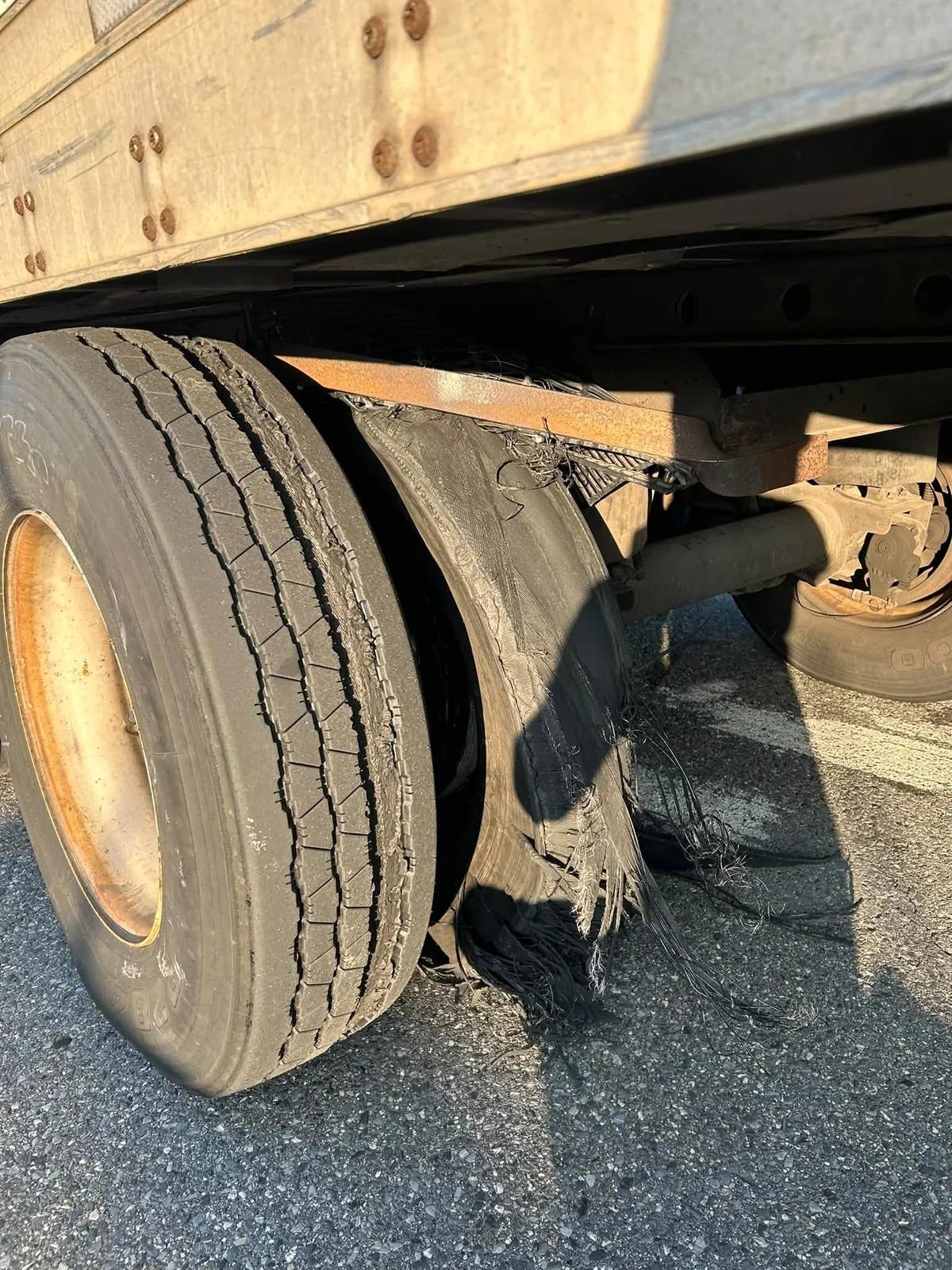 Damaged trailer tire