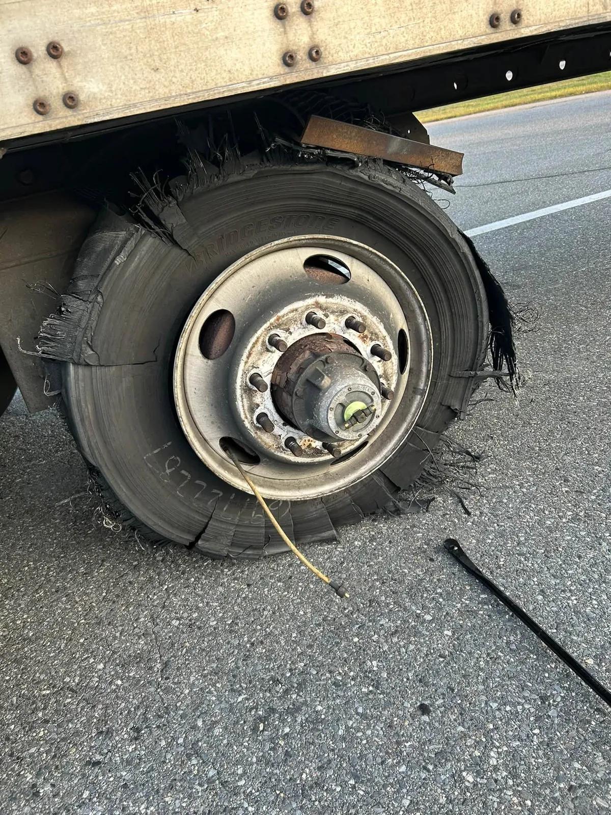 Commercial truck tire damage