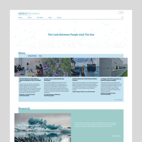 Screenshot of landing page of nereusprogram.org