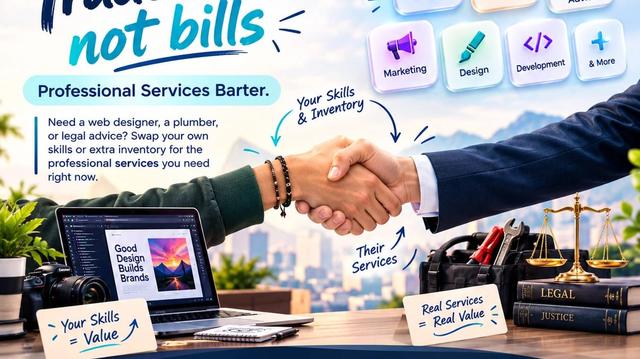 Meet The Minds Professional Services, a barter concept highlighting skill and service exchanges.