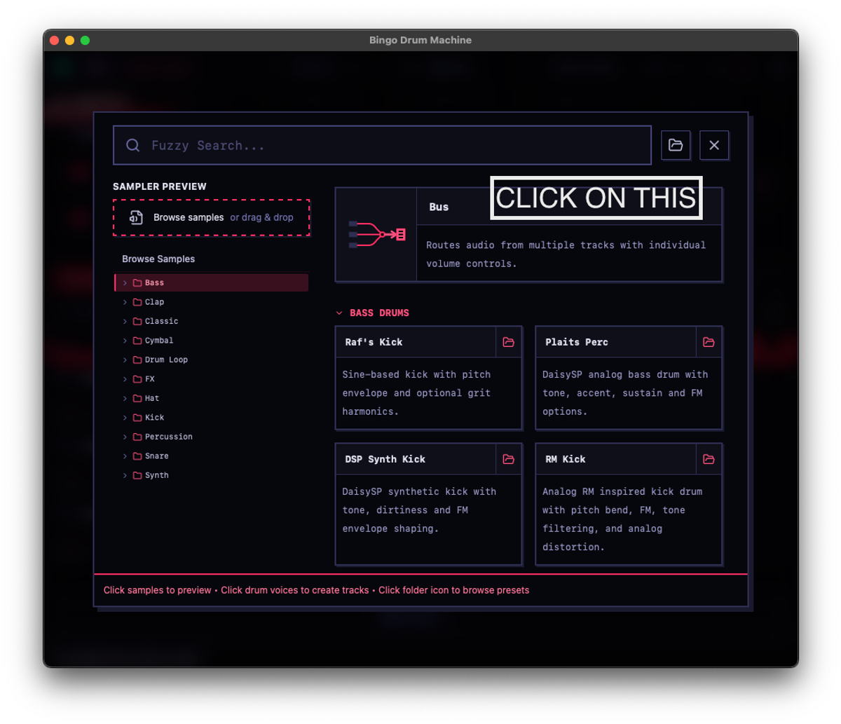 click on bus track in add track menu
