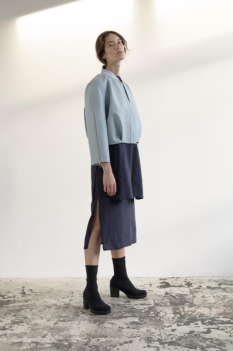 female model from half profile full body