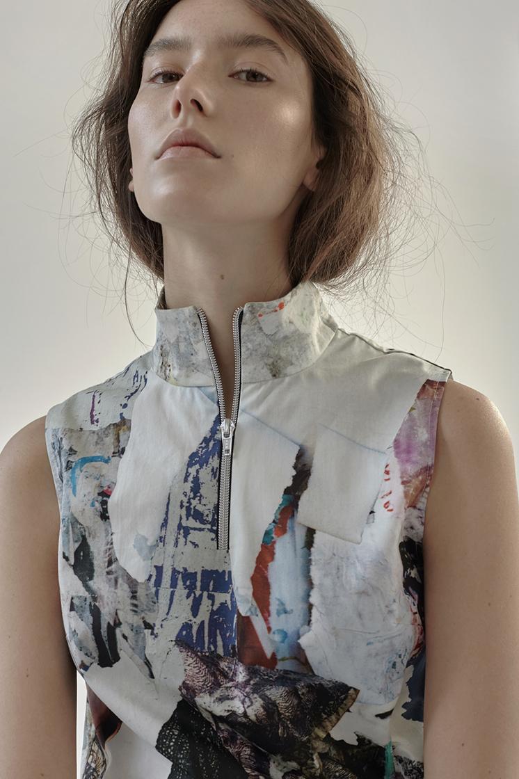 female model looks into tilted camera