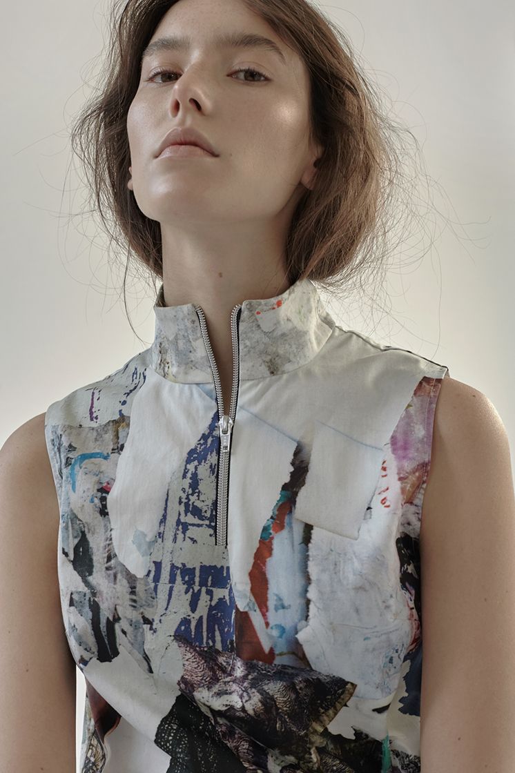 female model looks into tilted camera