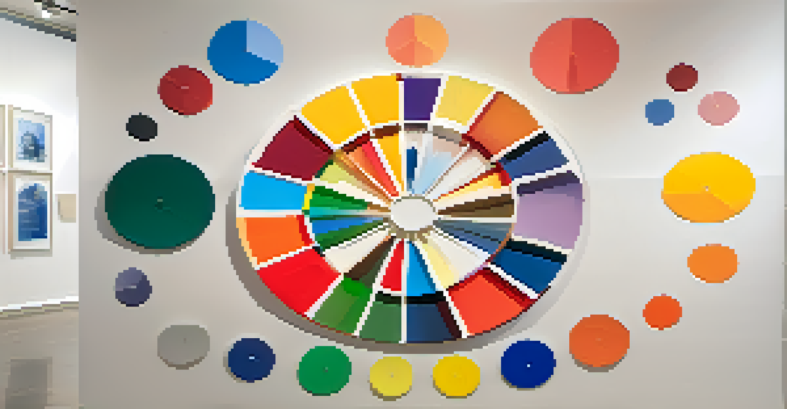 A colorful and vibrant abstract color wheel displaying primary and secondary colors in a circular format.