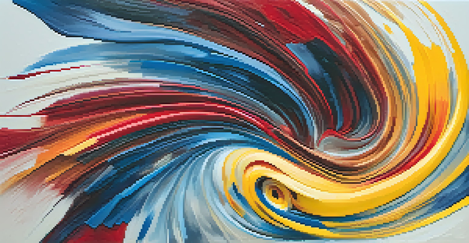 An abstract artwork showcasing vibrant swirling colors and dynamic textures.