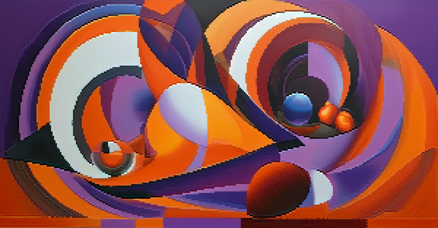 A vibrant modern interpretation of traditional Indian art, featuring bright orange and purple colors with abstract forms and dynamic shapes.
