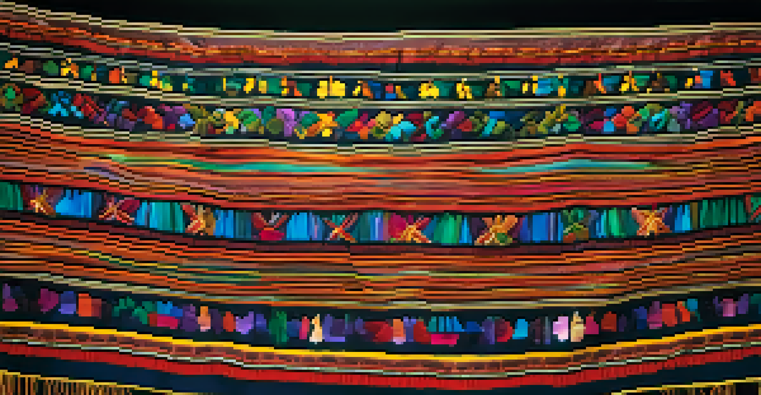 A close-up of a handmade garment featuring intricate embroidery and vibrant colors on a rustic wooden table.