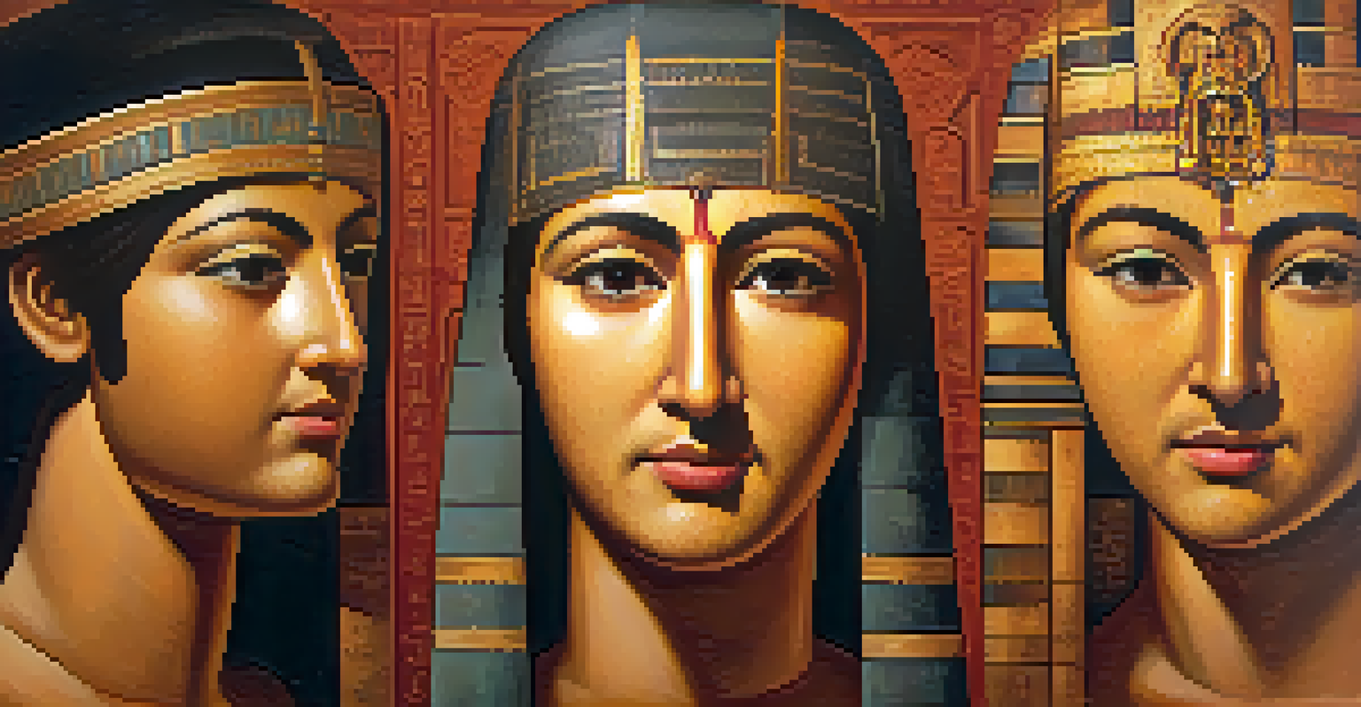 Artistic depiction of ancient Fayum portraits with rich colors and lifelike details.