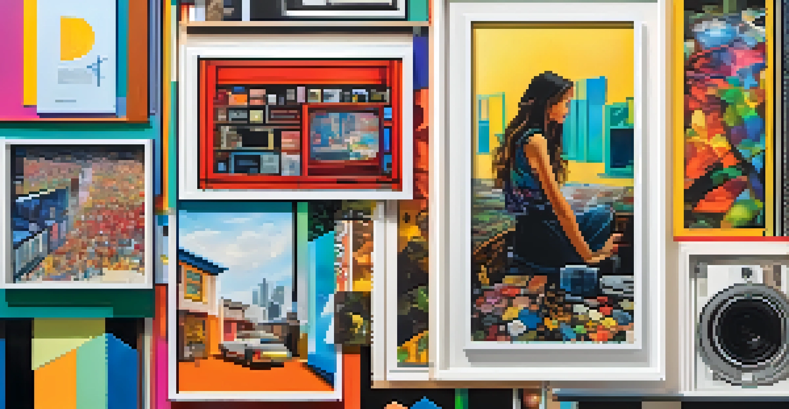 A vibrant digital collage displaying various art styles influenced by social media.