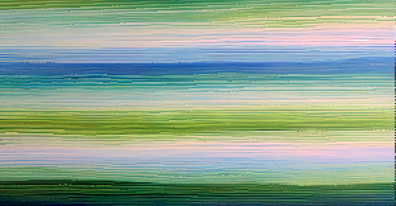 A close-up of layered brush strokes in calming shades of blue and green, creating a smooth gradient.