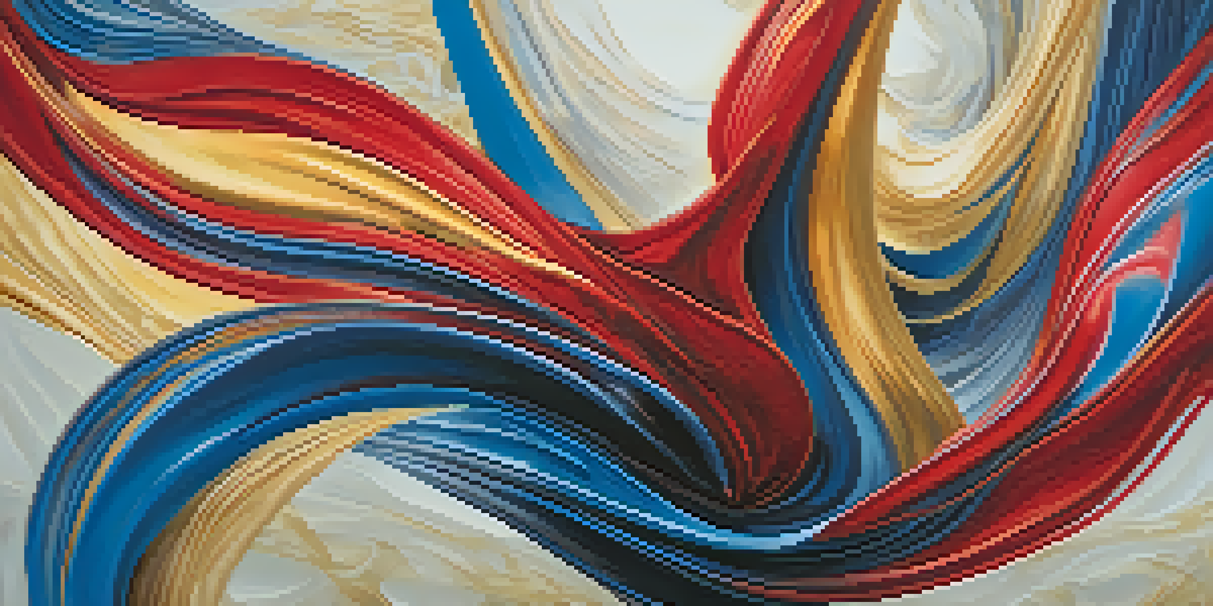 An abstract painting with swirling lines and vibrant colors representing the fluidity of dance.