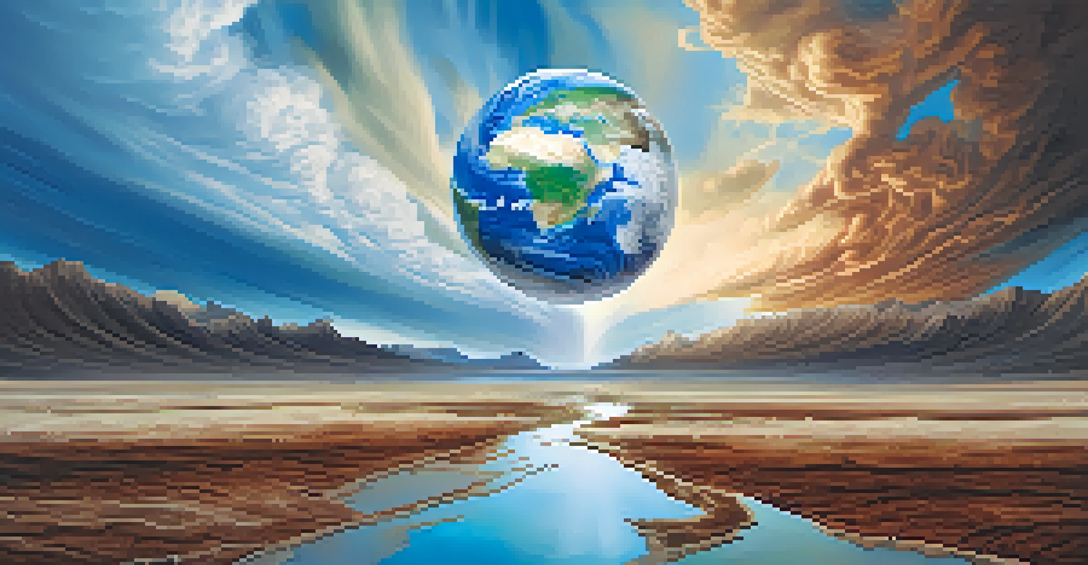 A digital artwork contrasting a vibrant landscape with a barren one, symbolizing the effects of climate change.