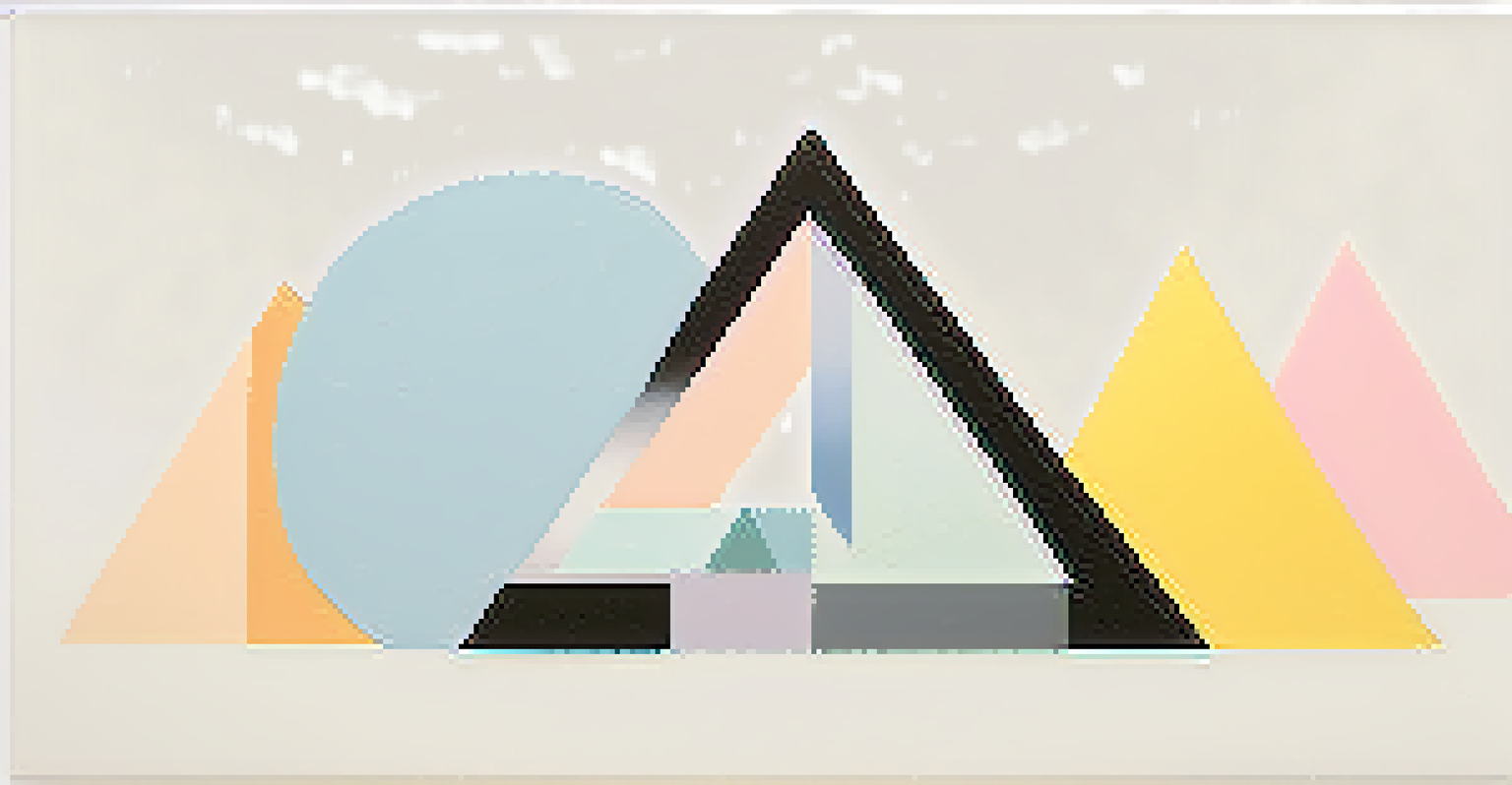 A minimalist artwork with a black triangle and pastel circles on a white background, conveying stability and community.