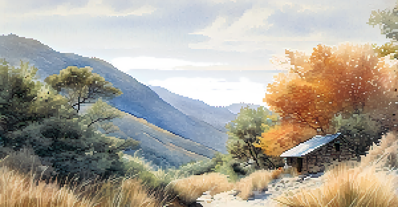 A close-up of an aged watercolor painting showing vibrant landscape colors and texture details, with signs of fading and mold.