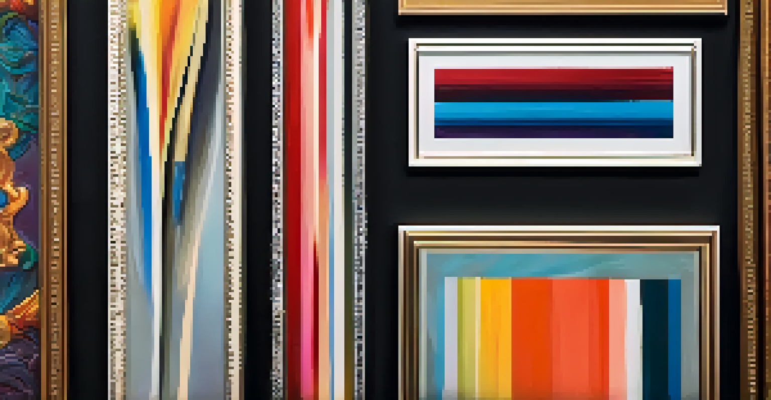 A framed limited edition art print on a gallery wall with a plaque indicating its edition number.