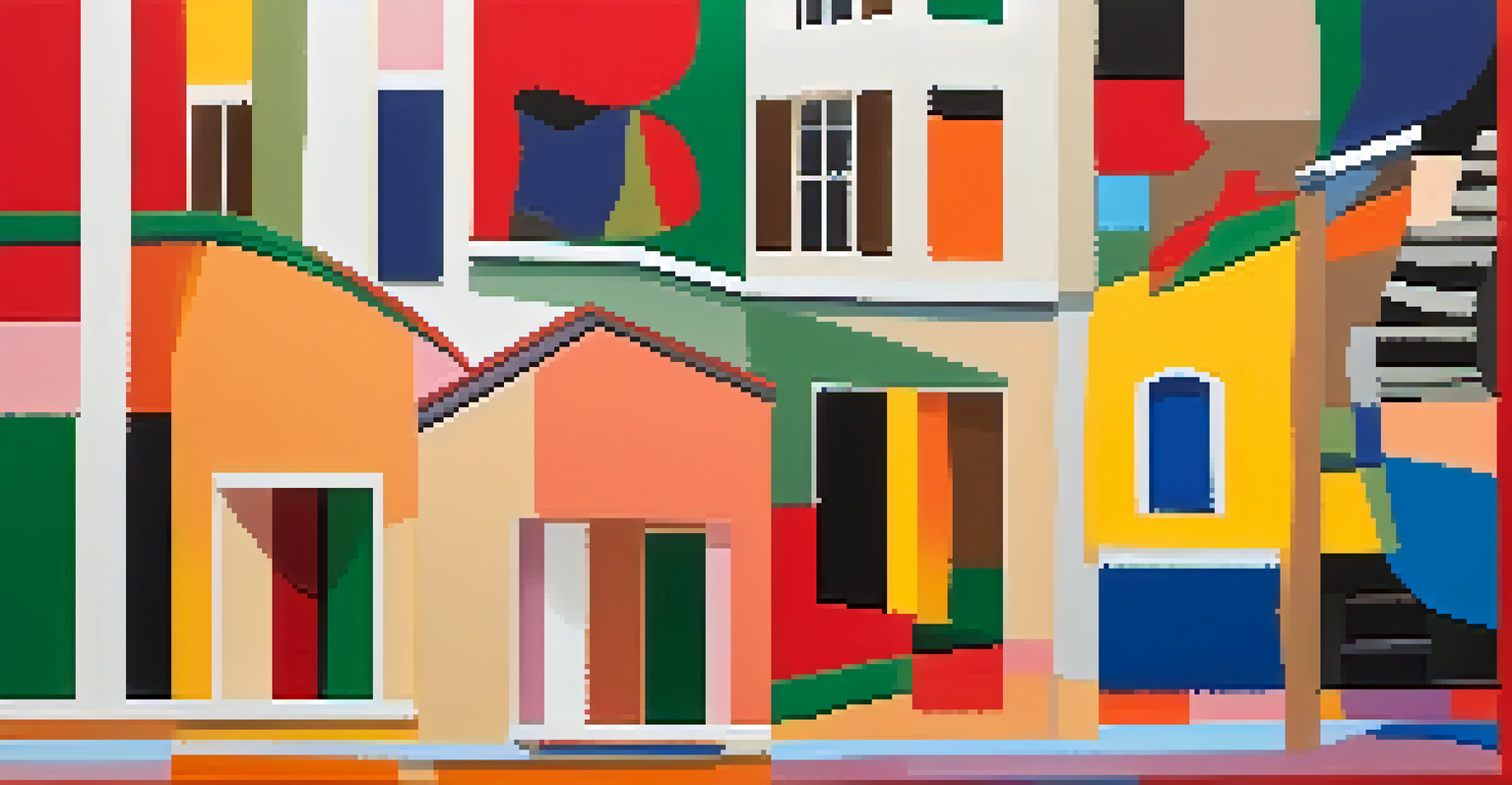 A colorful collage featuring dynamic shapes and textures, inspired by Matisse's cut paper technique, against a soft background.