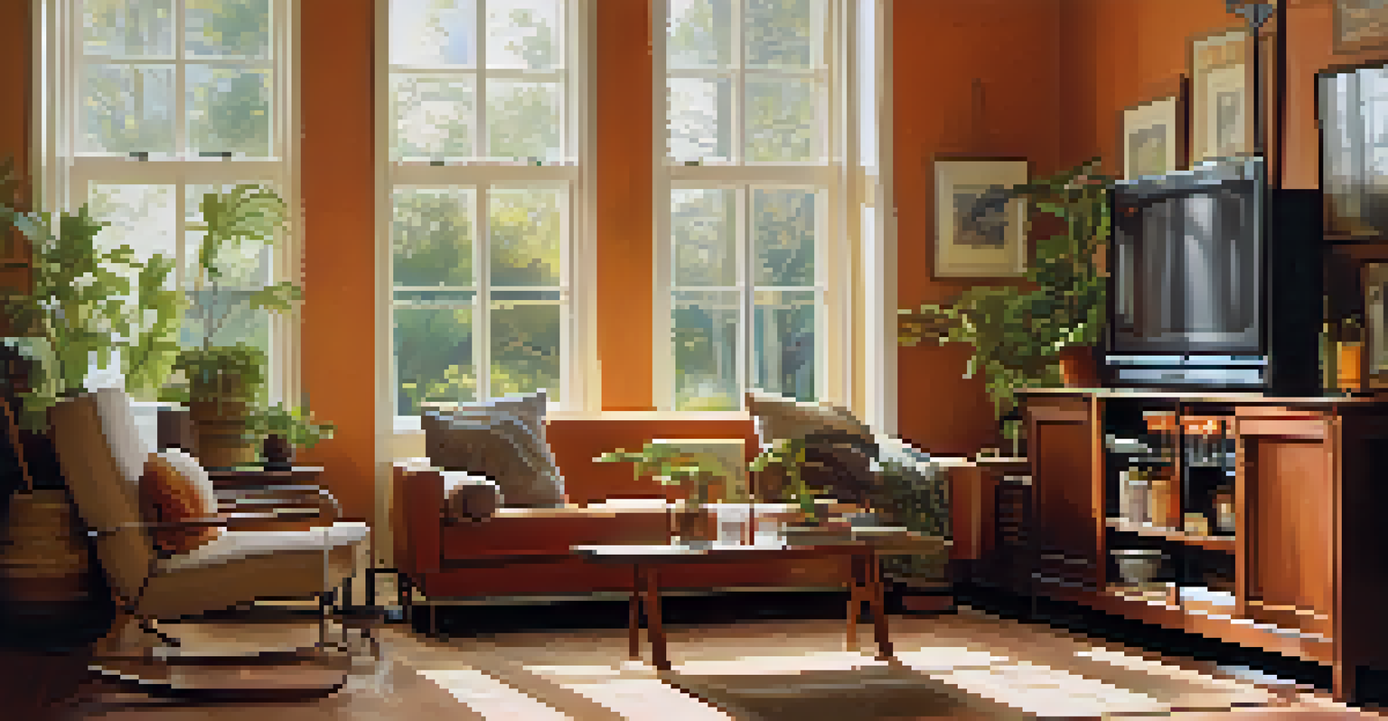 A freshly painted wall in a cozy living room, with sunlight shining through the window and temperature indicators on a shelf.