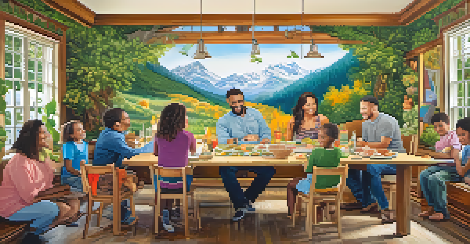 A family creating a colorful mural together, emphasizing collaboration and creativity.