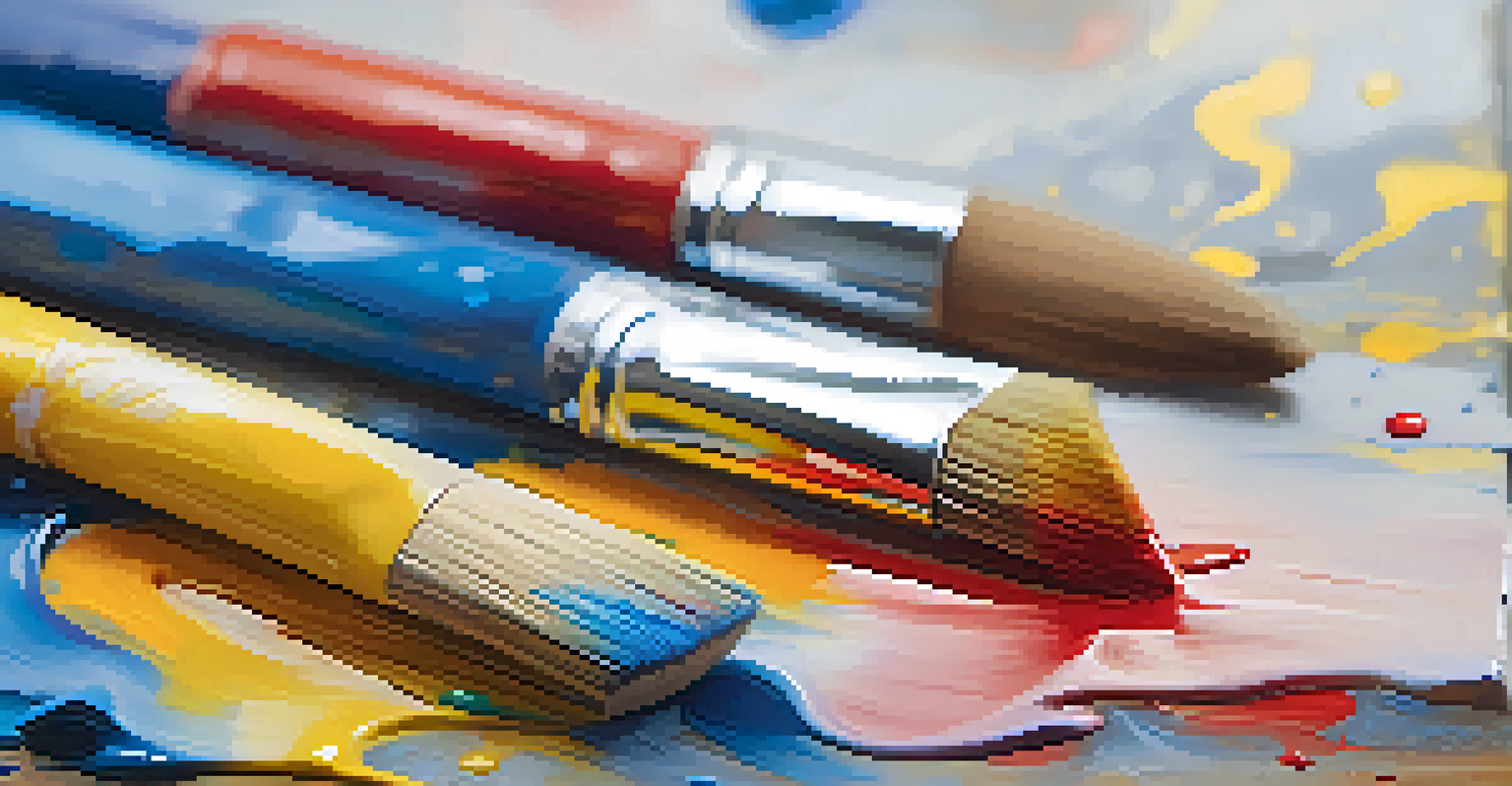 A close-up of an artist's palette with vibrant acrylic paints and a brush, suggesting creativity and exploration.