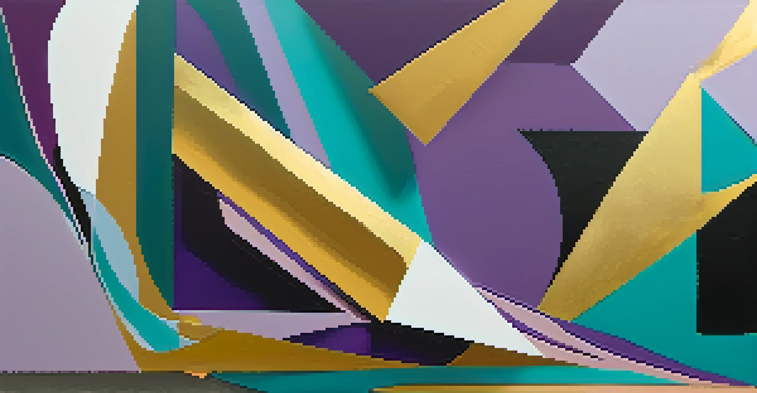 An abstract artwork with geometric shapes in bold colors representing fluidity in gender.