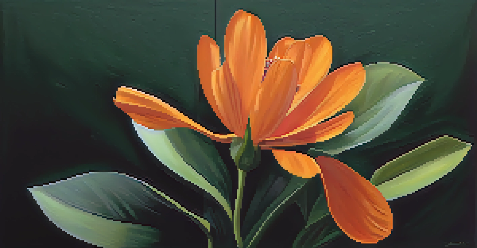 A bright orange flower against a dark green background, showcasing vibrant colors.