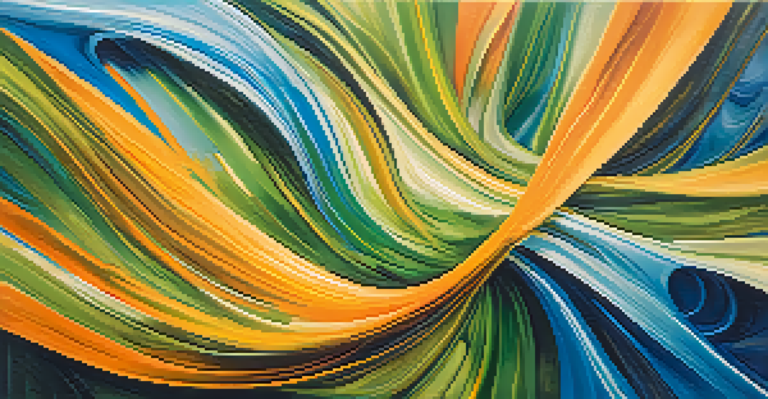 An abstract image filled with swirling warm and cool colors, representing energy and movement.