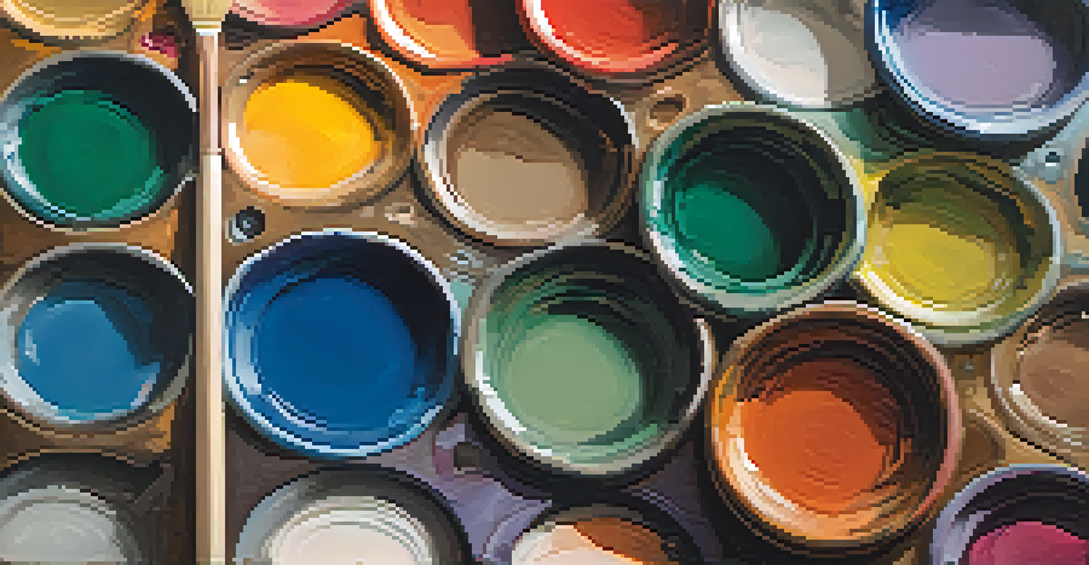 An artist's palette with various colors and a canvas in the background, illustrating the use of color in painting.