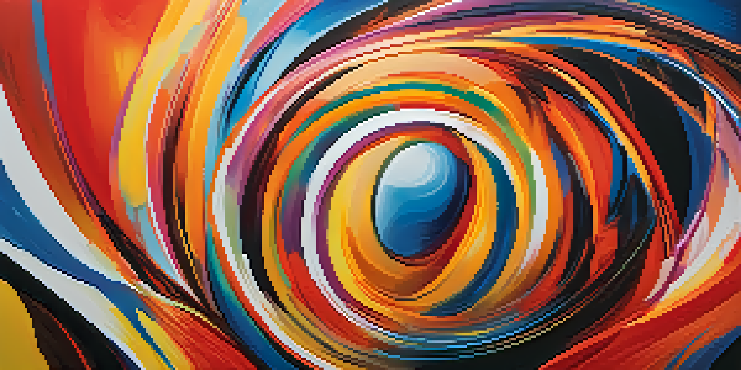 An abstract painting with vibrant colors and dynamic shapes, conveying energy and emotion.