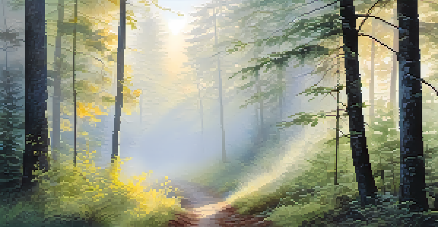 A watercolor painting of a misty forest at dawn, featuring captivating textures created by salt, with soft greens and blues.