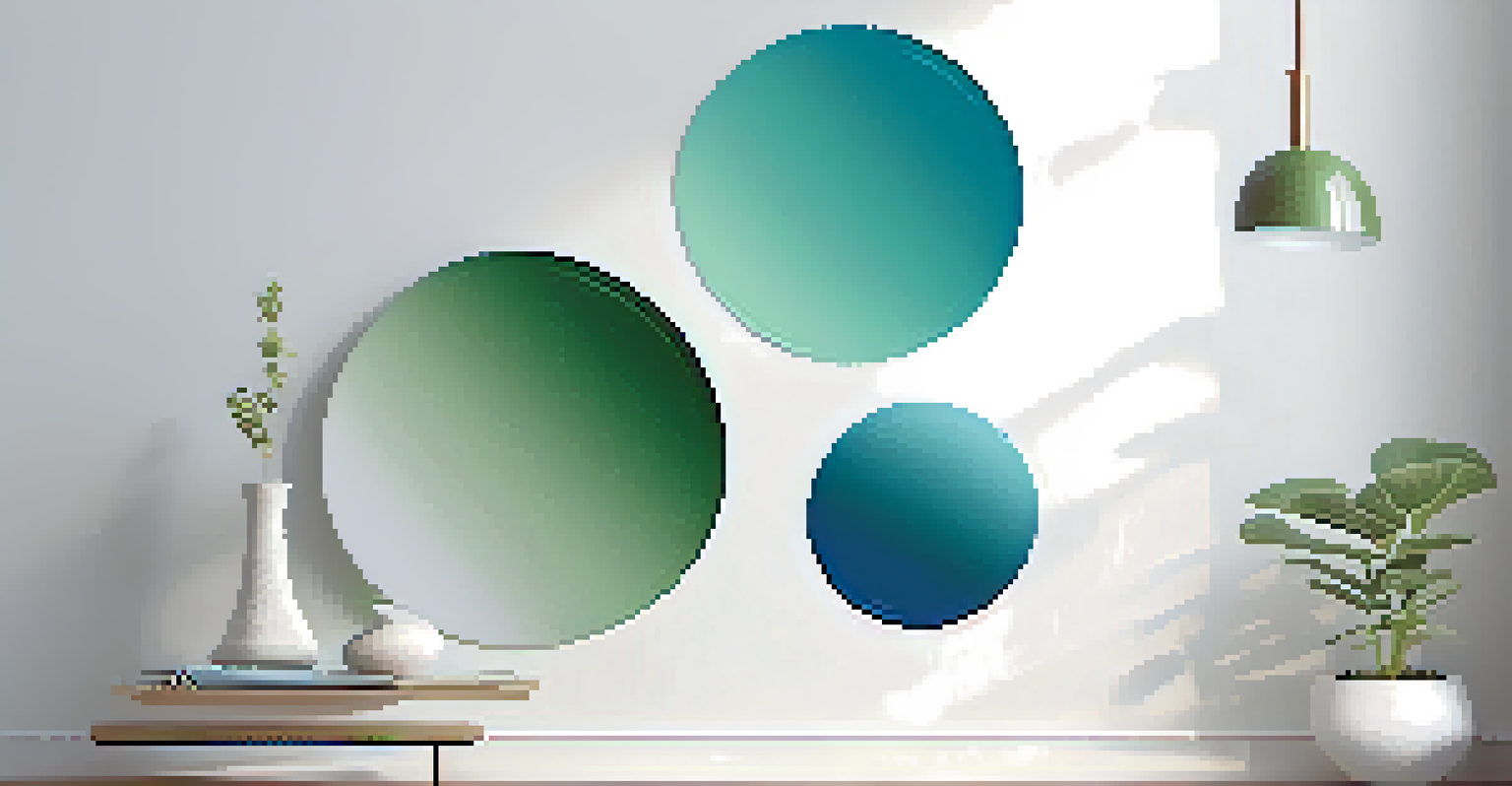 An abstract artwork with soft, rounded forms in green and blue, creating a tranquil and peaceful atmosphere.