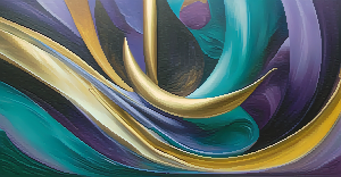 An abstract artwork with swirling vibrant colors representing gender identity, featuring fluid shapes and soft lighting.