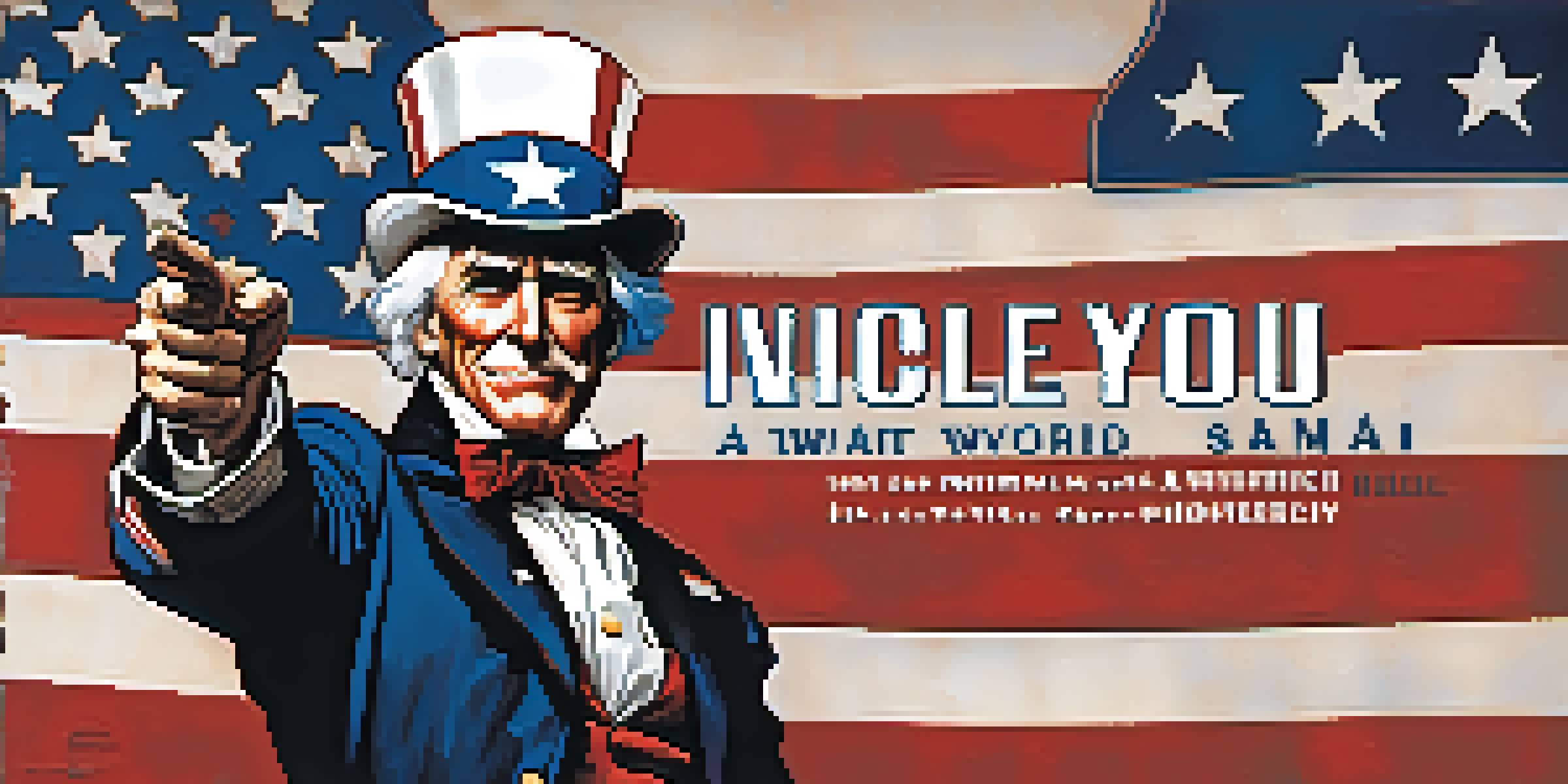 A colorful recruitment poster from World War I showing Uncle Sam pointing at the viewer, surrounded by patriotic symbols such as the American flag and an eagle.