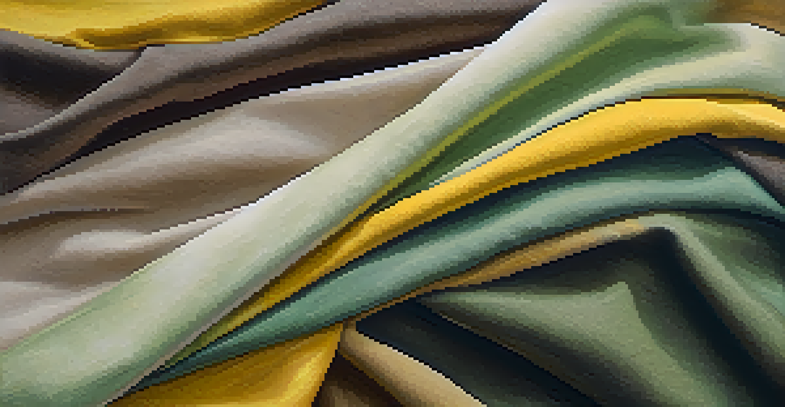A mixed media artwork combining soft fabrics and paint in earth tones.