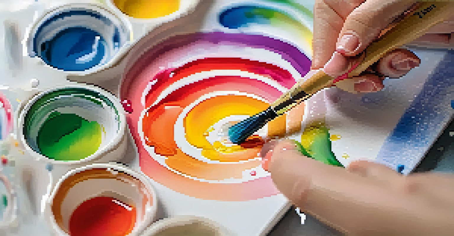 Close-up of a watercolor painting with blending colors using the wet-on-wet technique.