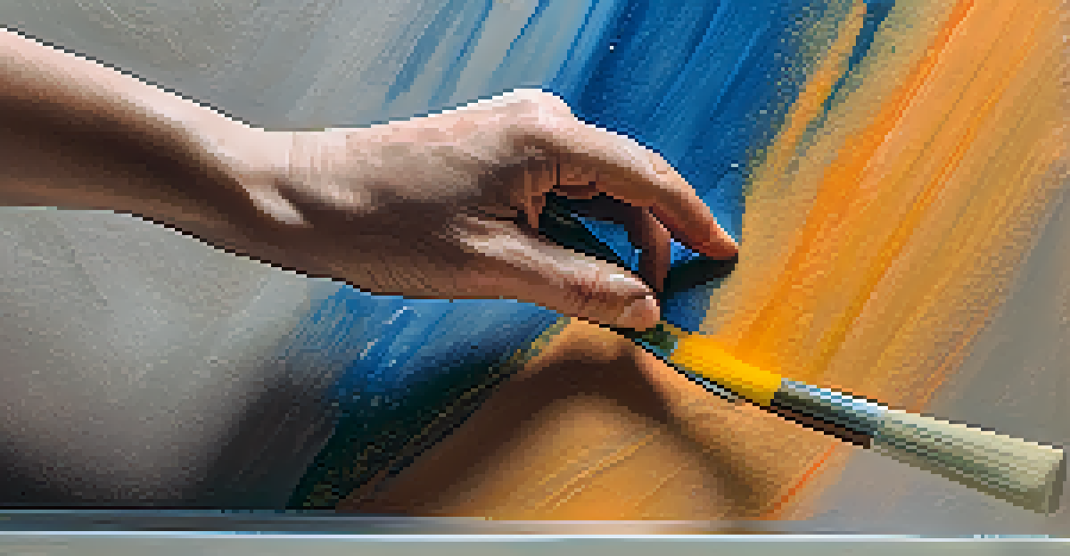 A close-up of an artist applying colors to wet plaster in fresco painting, showcasing vibrant pigments and the textured surface.