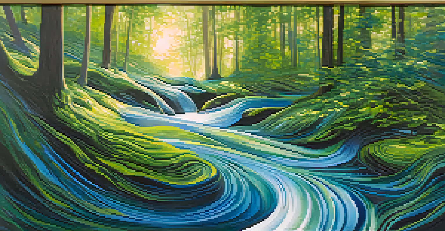 An abstract image of swirling blue and green colors symbolizing tranquility and nature.