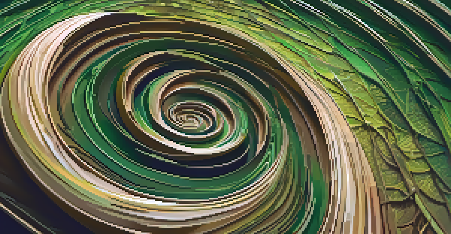 A digital abstract image of a colorful spiral representing growth, with a texture-rich design in earthy and vibrant tones.