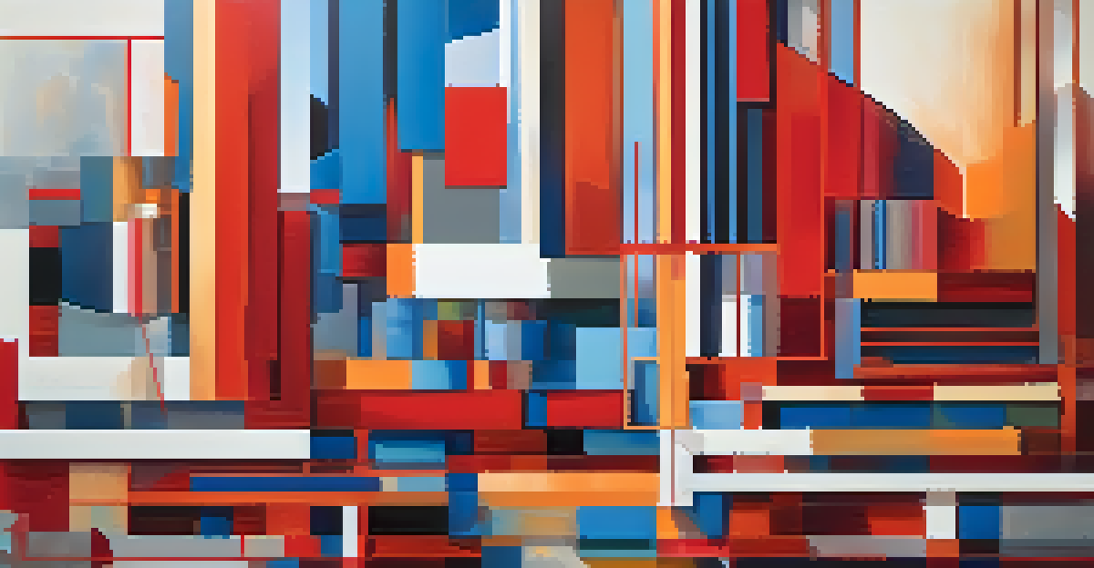 An abstract painting with blended colors and shapes, symbolizing complex emotions and cultural identity.