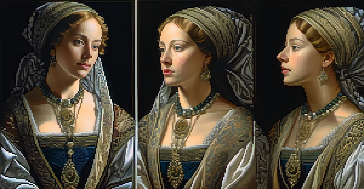 A portrait of a Renaissance woman in elegant attire, with soft lighting highlighting her thoughtful expression.