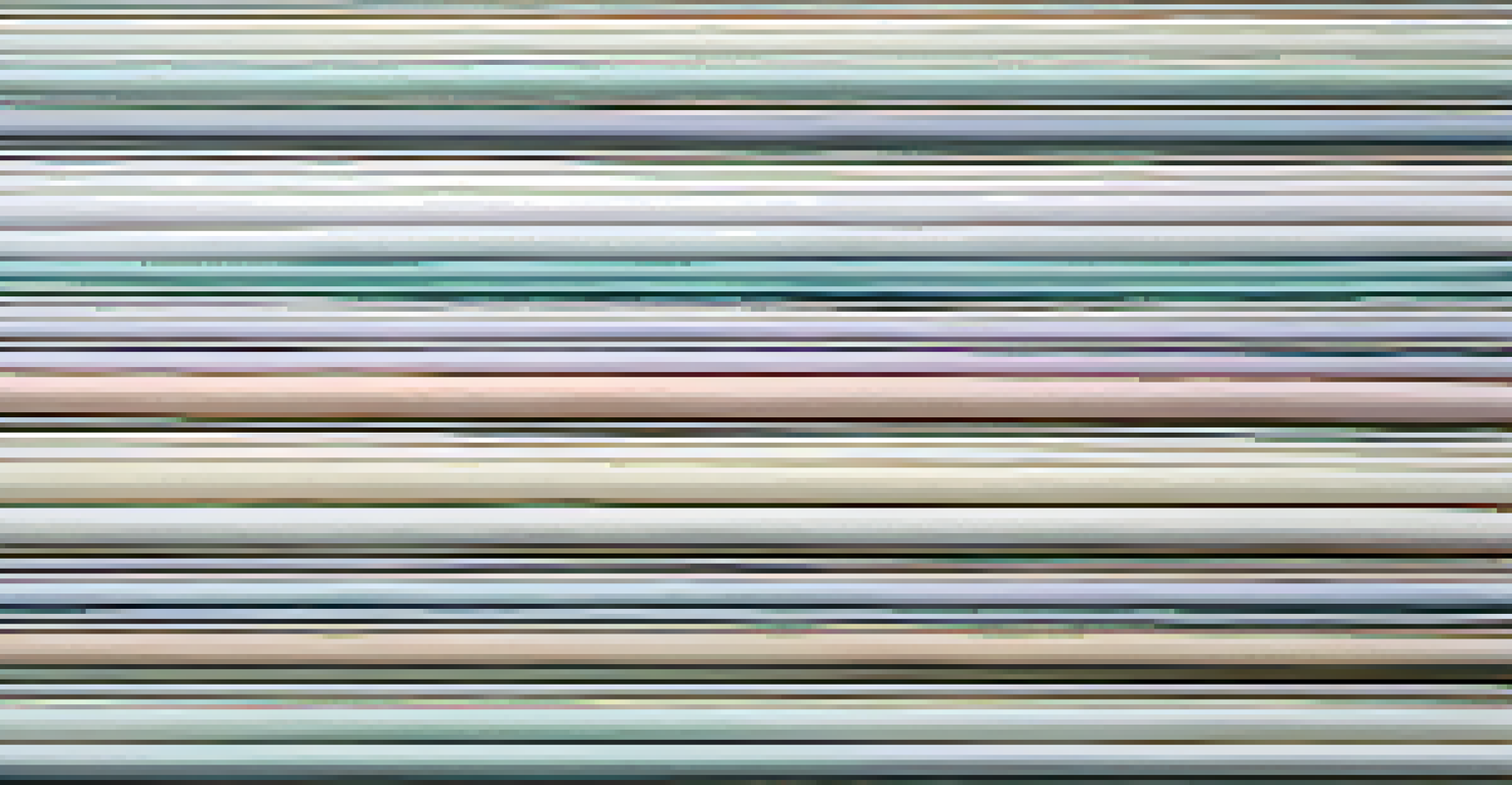 A close-up of a minimalist art piece with thin pastel lines on a white canvas, showcasing soft color transitions.